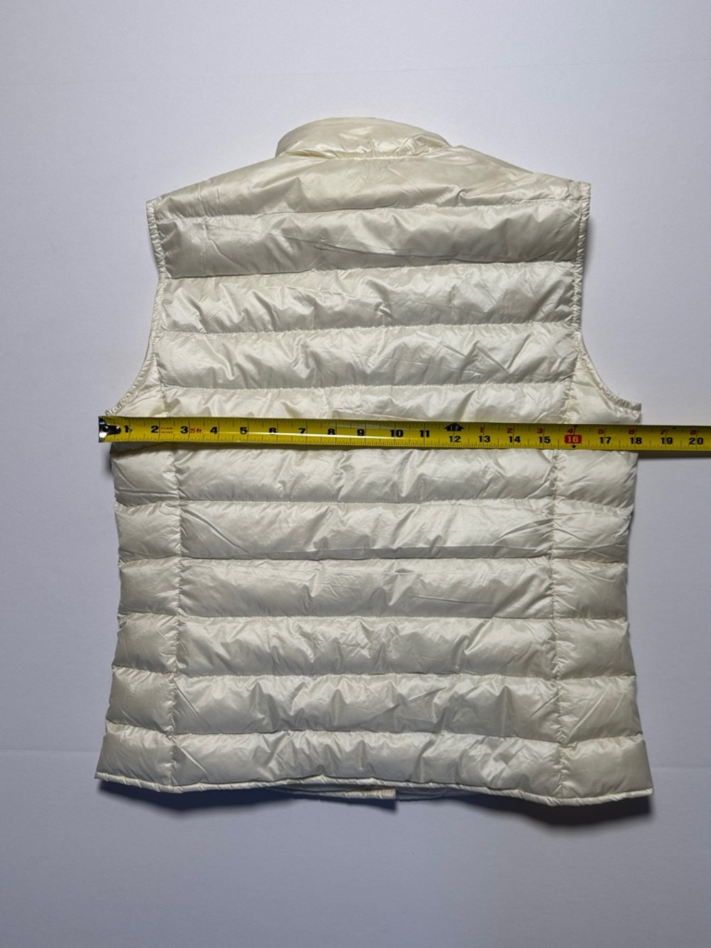 MONCLER Longue Saison Ivory Cream Quilted Down Vest Snap Closure Lightweight 2/M - Picture 14 of 16
